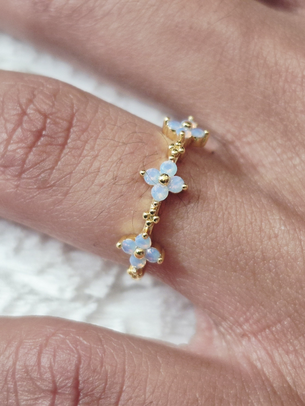 Gold Plated Floral Stackable Ring - Picture 5 of 8